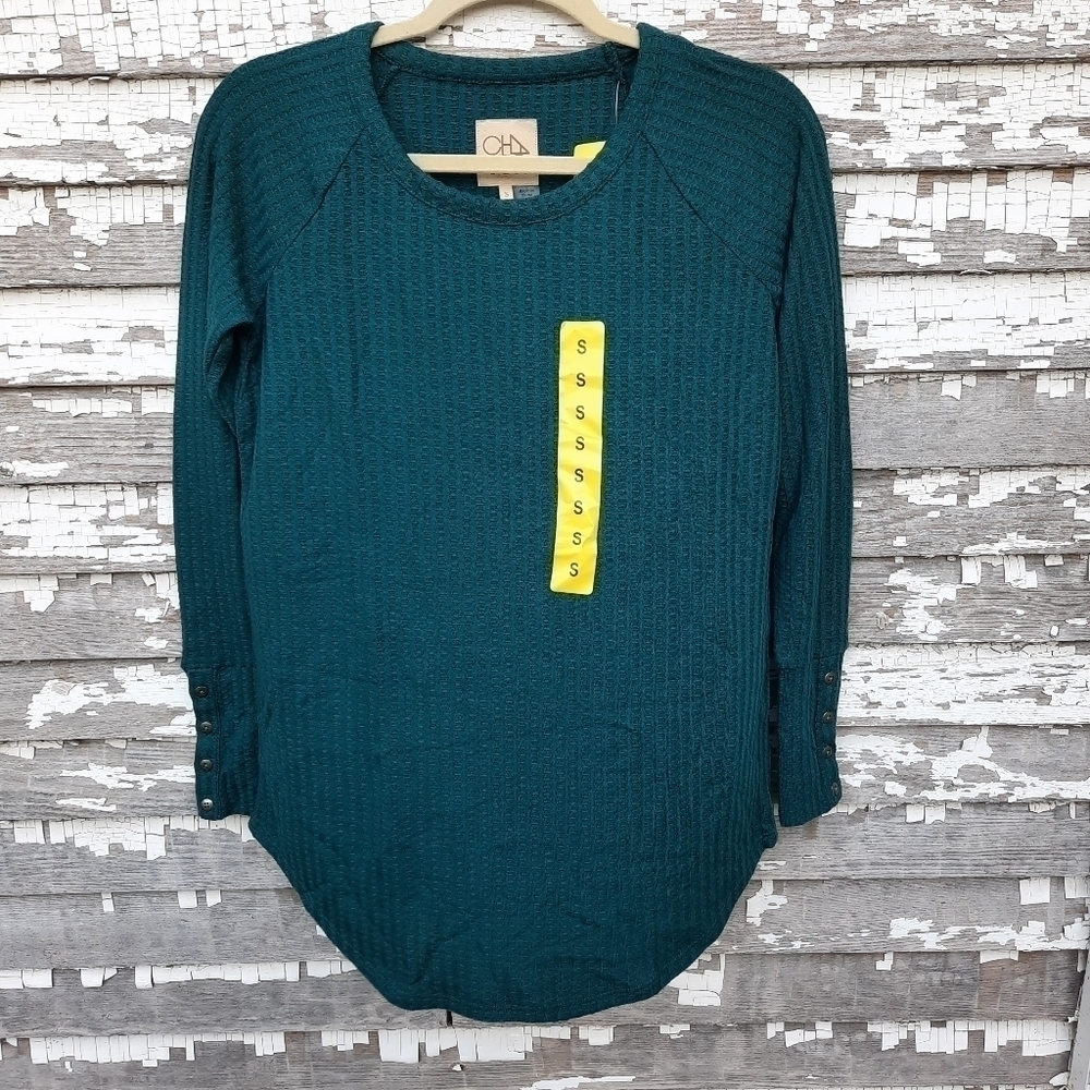 🌟 Chaser Sea Green Waffle Knit Thermal Long Sleeve Shirt size small